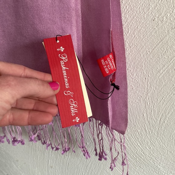 NWT GENUINE CASHMERE PASHMINA TASSEL SHAWL WRAP SCARF PINK MAUVE LILAC OVERSIZED - Picture 11 of 15